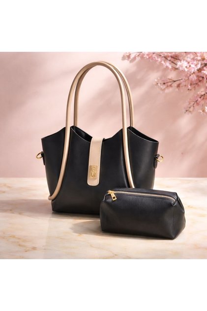 Women's Shoulder Bag with Wallet and Buckle Detail