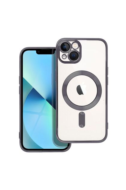 Husă pentru Apple iPhone 15, Electro Mag Cover, Tehnologie MagSafe, Protecție cameră, Negru transparent