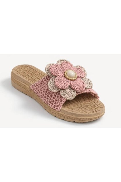 Floral Straw Women's Slippers Outdoor - Indoor Slippers
