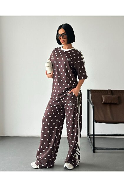 Oversized Suit with Polka Dot Strip Detail