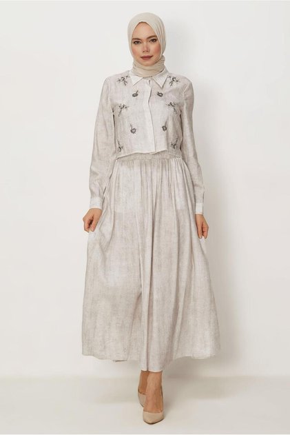 Beaded Embroidered Suit with Skirt 45745