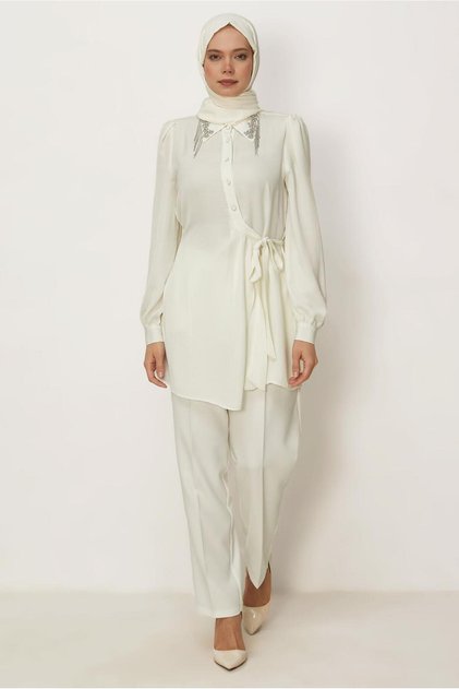 Belted Tunic with Stone Details 46585