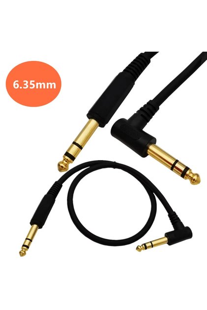 1.8m 1/4 Inch TRS Instrument Cable Right-angle to Straight 6.35mm Male Jack Stereo Audio Cord 6.35 B