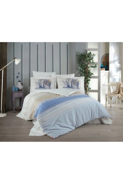 Double Satin Duvet Cover Aden Blue