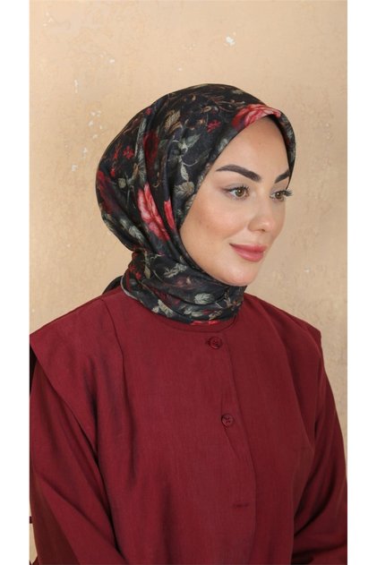 Lo'cella Pamuklu Soft Eşarp 4560-5 Kırmızı-Siyah
