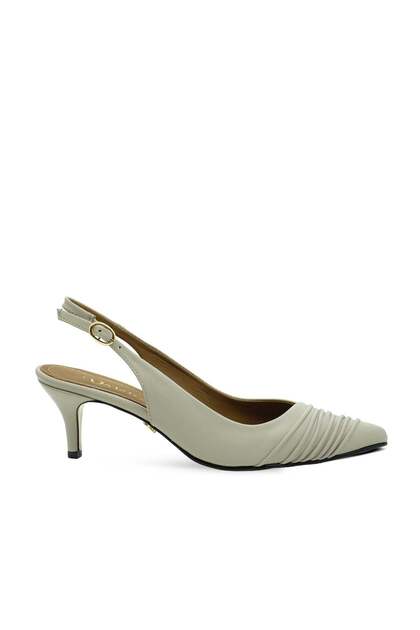 Genuine Leather Pointed Toe Short Heeled Shoes 778 Vi̇zon