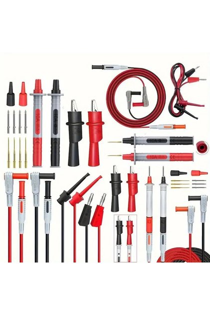 P1308B 18pcs P1308B Test Lead Kit 4MM Banana Plug To Test Hook Cable Replaceable Multimeter Probe Te