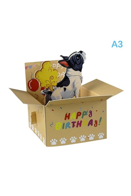 SHK-A3 Funny Happy Birthday Card 3D Character Design Paper Party Invitation Perfect Gift For Family