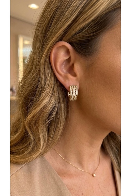 Xuping Earrings, Anti-Tarnish, Anti-Allergic, Figured in Rows (2 Years Importer Guarantee)