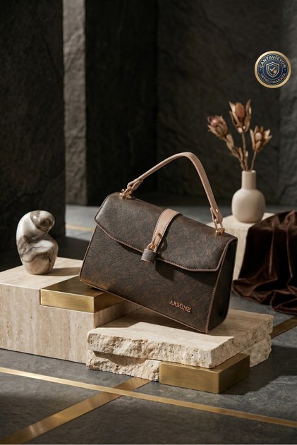 Women's Brown Dotted Crossbody Hand & Shoulder Bag 425