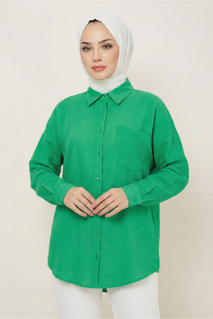Women's Basic Linen Shirt with Pockets