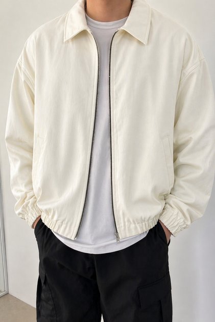 Men's Oversize Bomber Jacket with Zipper, Basic Casual Stylish Coat