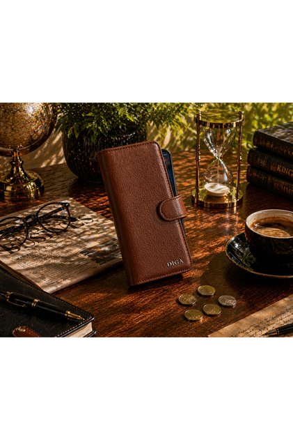 Diga 202 Genuine Leather Card Holder Wallet with Phone Compartment