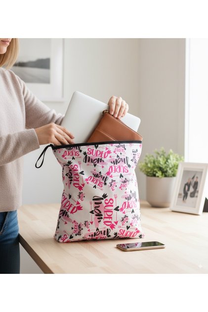2 Adet, SMOM 30x35cm Sıvı Geçirmeyen, Islak Kuru Çok Amaçlı Çanta, Fermuarlı, Makinede Yıkanabilir