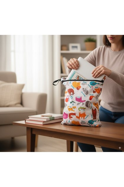 2 Adet, 30x35cm Sıvı Geçirmeyen, Islak Kuru Çok Amaçlı Çanta, Fermuarlı, Makinede Yıkanabilir