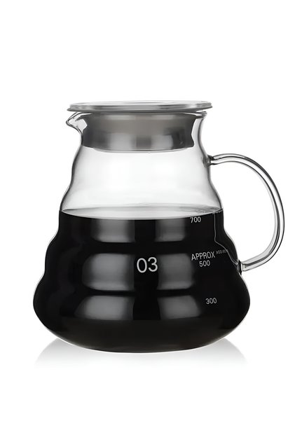Coffee Serving Server Transparent Corrugated Heat-Resistant 03 with Lid 800ml