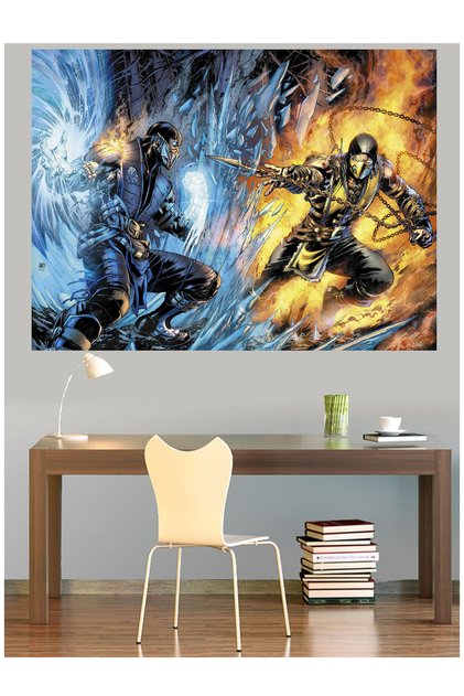 Mortal Kombat Sub-Zero Scorpion Epik Savaş Kanvas Tablo Duvar Dekoru Sanat Eseri Çerçevesiz Ev Ofis Salon Dekoru Modern Ev Dekorasyonu Estetik Duvar Sanatı Dekoratif Tablo İç Mekan Tasarımı