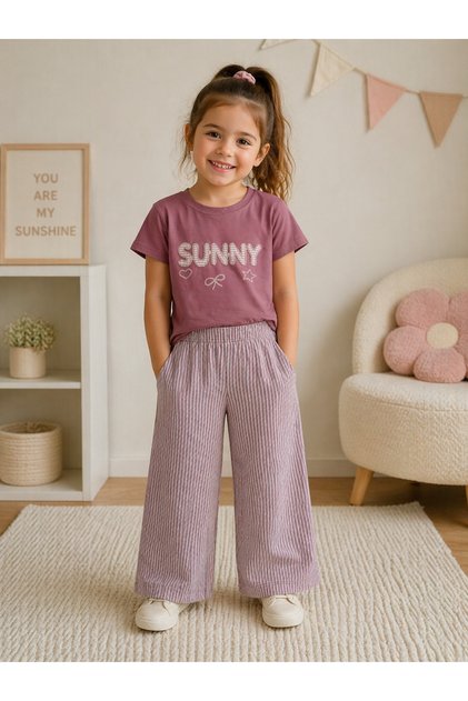 Girl's Printed Pleated Summer Set