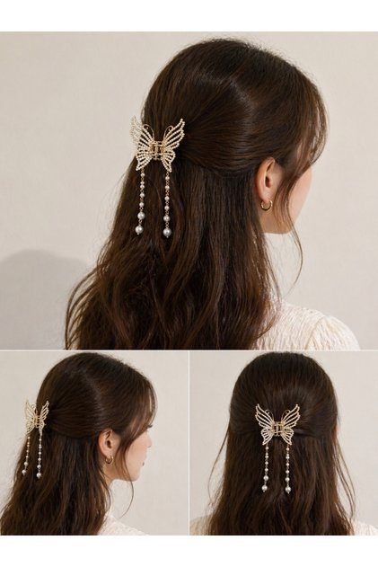 Pearl Butterfly Clasp – Gold Color Hair Accessory