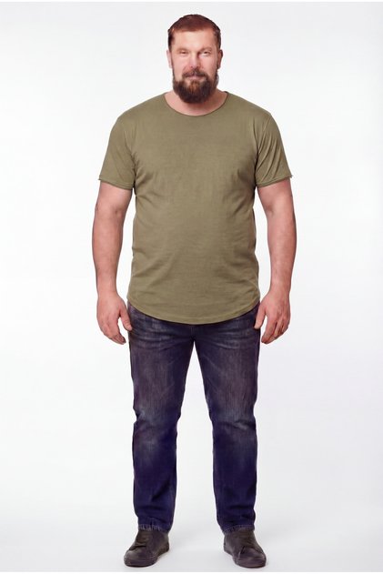 Large Size Men's Wide Collar 100% Cotton Loose Fit T-Shirt