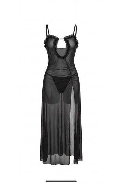 Deep Chest and Leg Cutout Nightgown Set