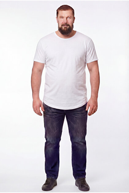 Large Size Men's Wide Collar 100% Cotton Loose Fit T-Shirt