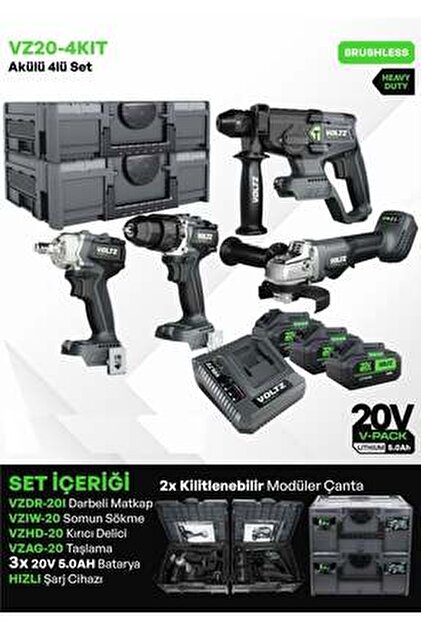 Voltz 4 PARÇA MATKAP FLEX KIRICI SOMUN SIKMA PROFESYONEL SET 3X5