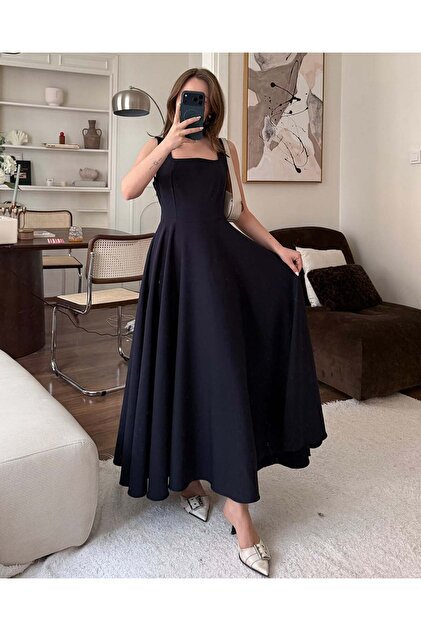 FERZOLAO Navy Blue Helen Maxi Dress- Trendyol