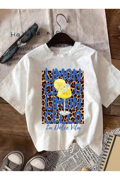 Women's Lemon Leopard Patterned T-Shirt