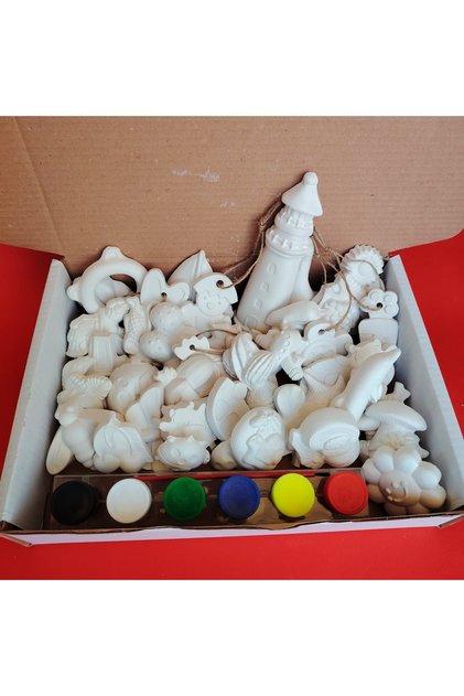 Pachet Cadou cu 40 Figurine din ipsos, culori si pensula (Vacanta Mare)