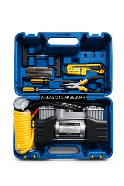 Çift Pistonlu Hava Kompresörü 150 PSI | Taşıma Çantalı Tamir Kitli Set
