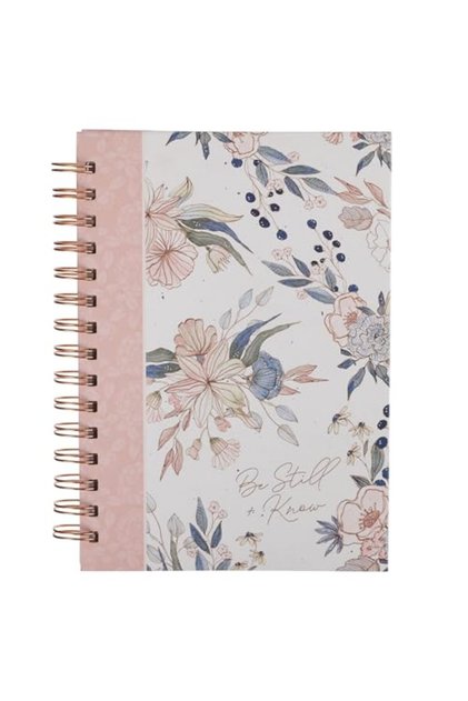 Journal Wirebound Pink Blue Floral Be Still Ps. 46:10