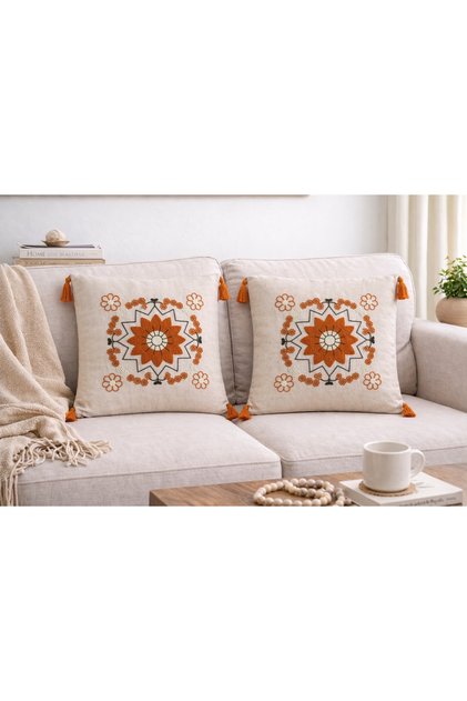 Modern Punch Embroidered 2-Piece Throw Pillow Cover 43X43 Decorative