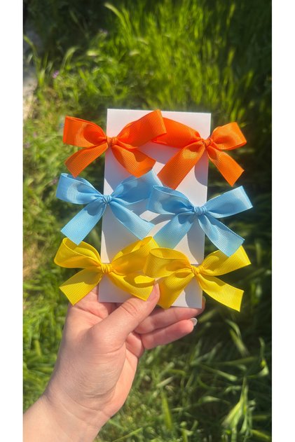 Candy Color Ribbons 6-Piece Children's Buckle Set-3Cm Metal Clip Yellow Blue Orange Bow