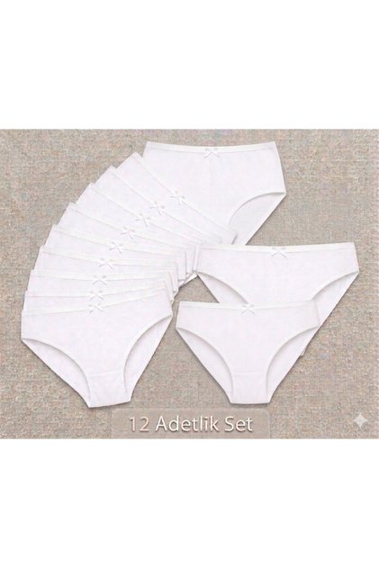 267 Women's White 12-Pack 100% Cotton Ribbed Bowknot Slip Panties