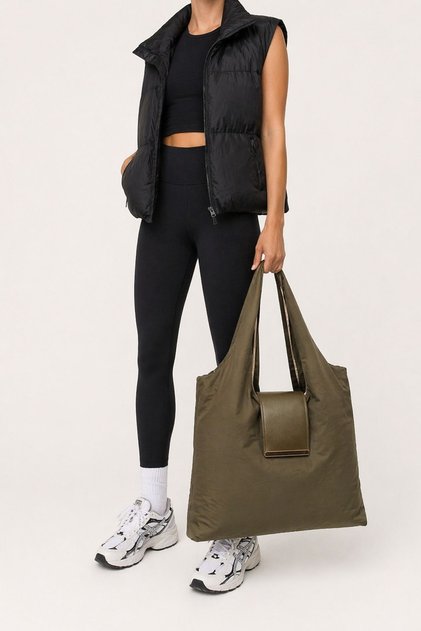 Khaki-Beige Foldable Fabric Women's Bag