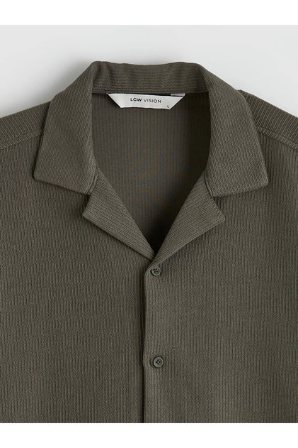 Khaki Regular Fit Resort Collar Men's Shirt
