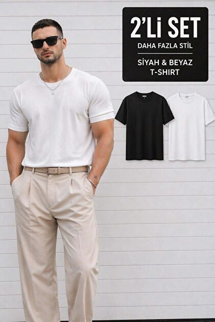 Pack of 2 Crew Neck Comfortable Fit Modal Combed Cotton Tshirt