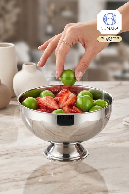 Luce Footed 18/10 Stainless Steel Ice Cream Dessert Presentation Bowl, Mezelik Presentation Bowl, Serving Bowl 14cm