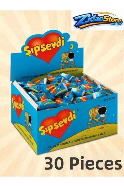 Şıpsevdi 30 Pieces of Nostalgic Strawberry Banana Flavored Bubble Gum in Economic Package Gift Box