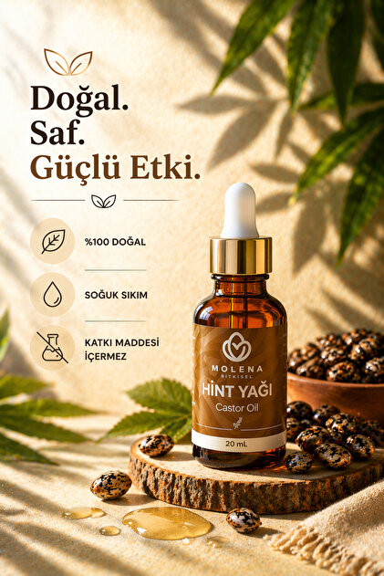 MOLENA BİTKİSEL Hint Yağı - Soğuk Sıkım 20 ml %100 Doğal Saf