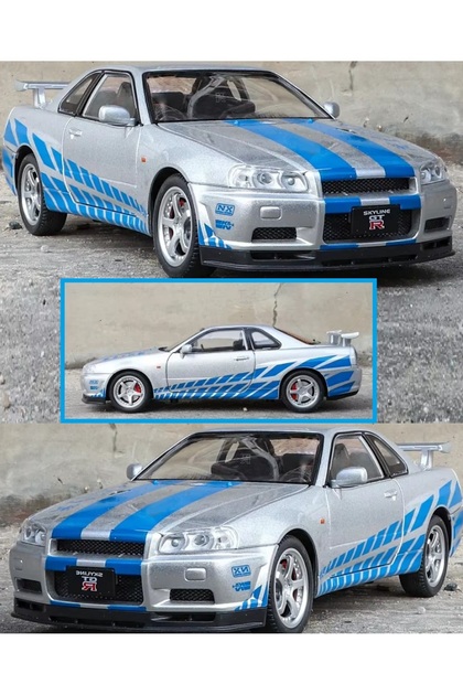 OYUNCAKSAHİLİ Nissan Skyline Gtr R34 RS Diecast 1.24 Metal Araba