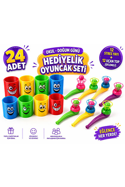 KAR TANESİ 24'lü Okul Doğum Günü Hediyelik Oyuncak Seti – 12 Stres
