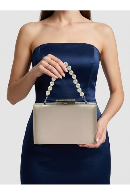 Nude Color Satin Evening Dress Bag Evening Bag Engagement Wedding Bag