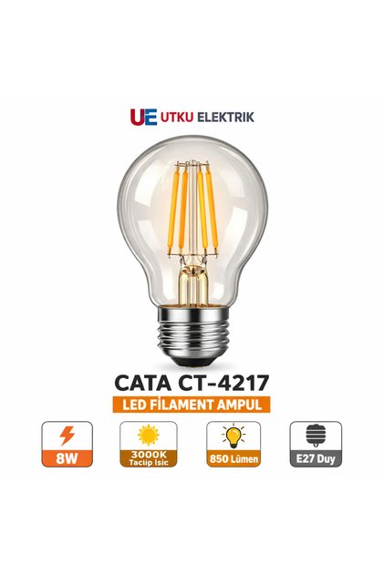 CT 4217 Cata 8W Led Flament Ampul Günışığı 3200k E-27 Duy