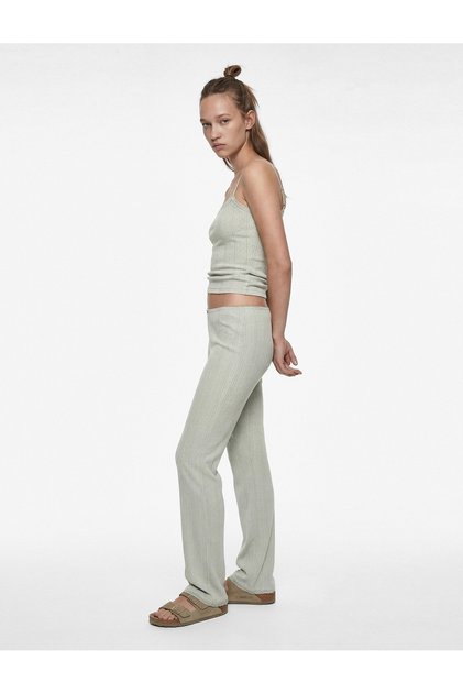 Cotton Slim Fit Striped Pajama Bottoms with Elastic Waist