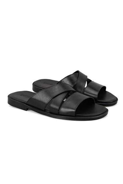 Antonie Black Men's Leather Slippers