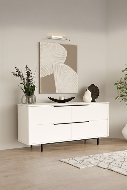 Bohem Konsol 160cm 4 Kapaklı Metal Ayaklı Beyaz BOH3-W