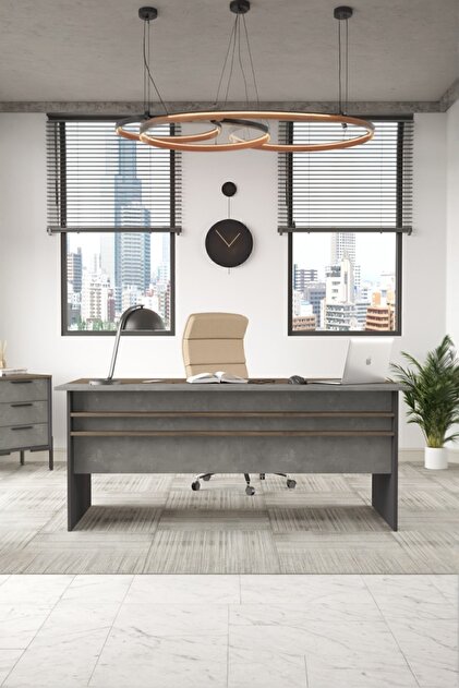 Navaris A Ofis Masası 180cm*90cm Kahve-Beton-Antrasit NAV1-CGA
