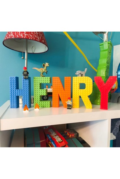 3 Boyutlu Lego Blok Uyumlu Harfler 1 ADET Çocuk Odası Dekorasyon Doğum Günü Parti Süsü
